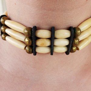 Bone Choker Native American Sioux Indian Crafted Pineridge SD Hairpipe leather